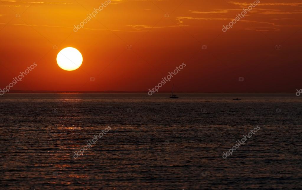 Heure Du Coucher Du Soleil Au Lac Balaton Hongrie