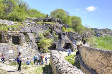 Crimea. Chufut-Kale spelaean city - the fortress  clipart