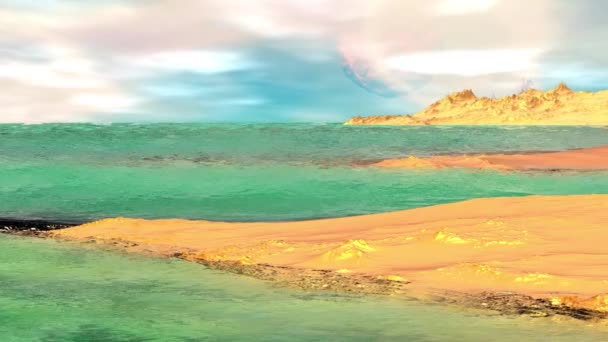 Fantasy pianeta alieno. Rocce e lago. Animazione 3d. 4. — Video Stock