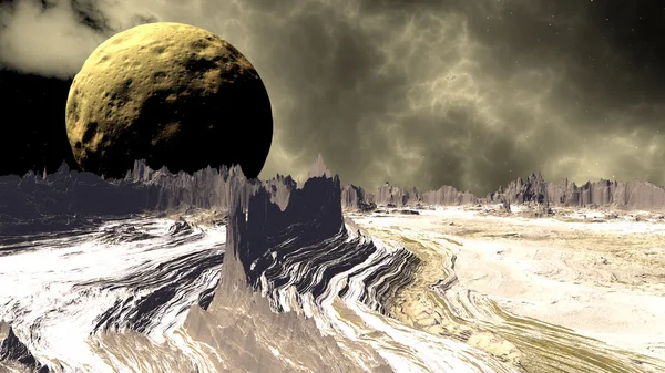 Planète extraterrestre fantastique. La lune. rendu 3D — Photo