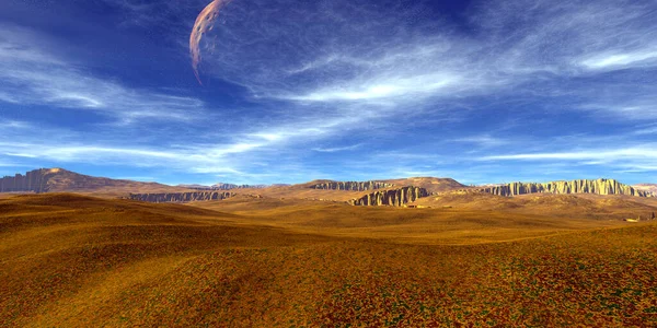 Fantasy Främmande Planet Berget Illustration — Stockfoto