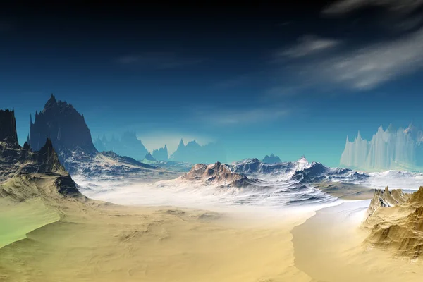 Fantasía Planeta Alienígena Montaña Ilustración — Foto de Stock