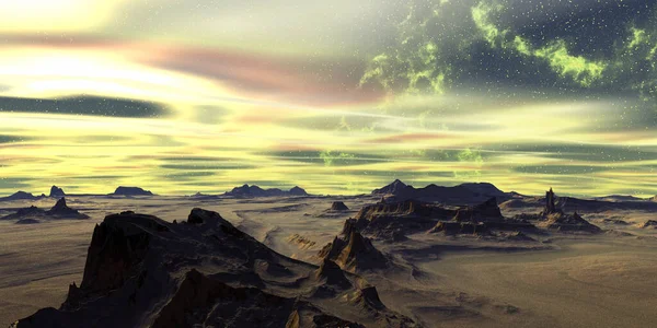 Fantasy Alien Planet Mountain Illustration — Stock Photo, Image