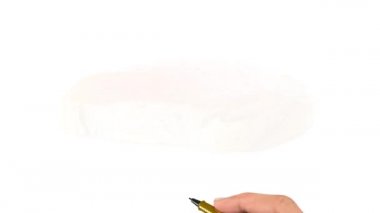 Kalem resmin ana hatlarını çizer. Doodle videosu mu Whiteboard animasyonu mu? Bir parça ısırılmış kırmızı balıklı sandviç. 
