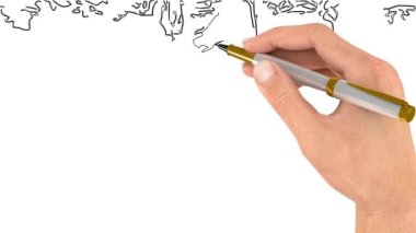 Kalem resmin ana hatlarını çizer. Doodle videosu mu Whiteboard animasyonu mu? Herakleum bitkisinin filizlenen tomurcuğu.