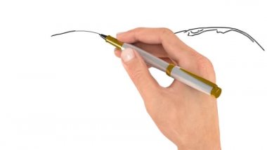Kalem resmin ana hatlarını çizer. Doodle videosu mu Whiteboard animasyonu mu? Beyaz arka planda çilek reçelli krep.