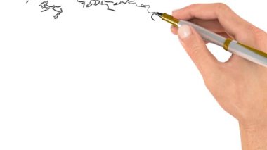 Kalem resmin ana hatlarını çizer. Doodle videosu mu Whiteboard animasyonu mu? Örgü çiçekli çok renkli eşarp.