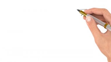 Kalem resmin ana hatlarını çizer. Doodle videosu mu Whiteboard animasyonu mu? Beyaz arkaplanda izole edilmiş hediye paketi için kurdele