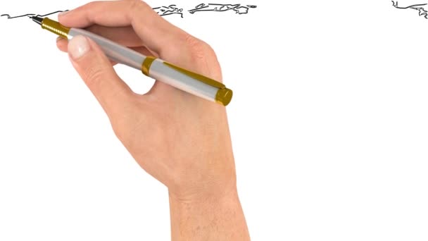 Caneta Desenha Contorno Imagem Doodle Vídeo Whiteboard Animation Ilha Lago — Vídeo de Stock