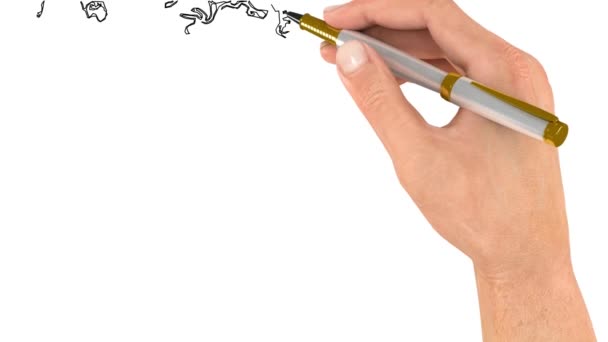 Penna Disegna Contorno Dell Immagine Video Doodle Whiteboard Animation Dessert — Video Stock