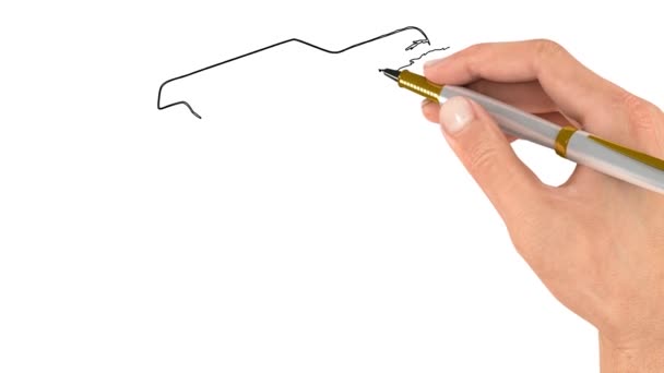 Pluma Dibuja Contorno Imagen Doodle Video Whiteboard Animation Llaves Hexagonales — Vídeos de Stock