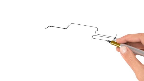 Πένα Σχεδιάζει Περίγραμμα Της Εικόνας Doodle Βίντεο Whiteboard Animation Κλειδιά — Αρχείο Βίντεο