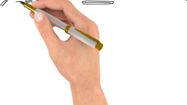 Kalem Resmin Ana Hatlarını Çizer Doodle Videosu Whiteboard Animasyonu Pakette — Stok video