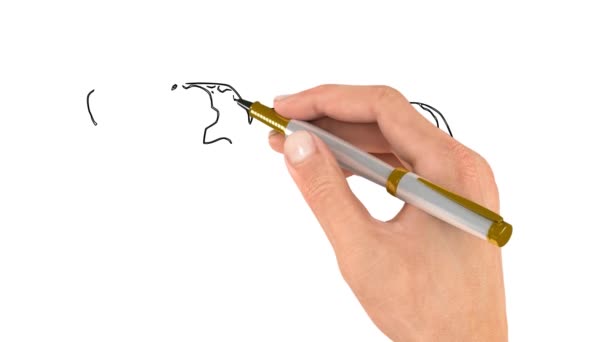 Pen Draws Outline Picture Doodle Video Whiteboard Animation Multi Colored — Stock Video