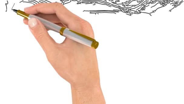Πένα Σχεδιάζει Περίγραμμα Της Εικόνας Doodle Βίντεο Whiteboard Animation Ιστορικό — Αρχείο Βίντεο