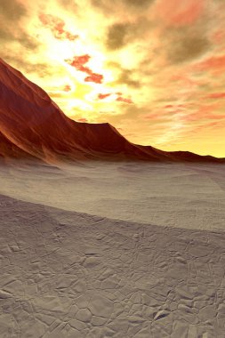 Fantezi uzaylı gezegeni. Dağ. 3B illüstrasyon