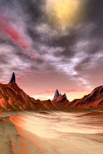 Fantasy Alien Planet Mountain Illustration — Stock Photo, Image