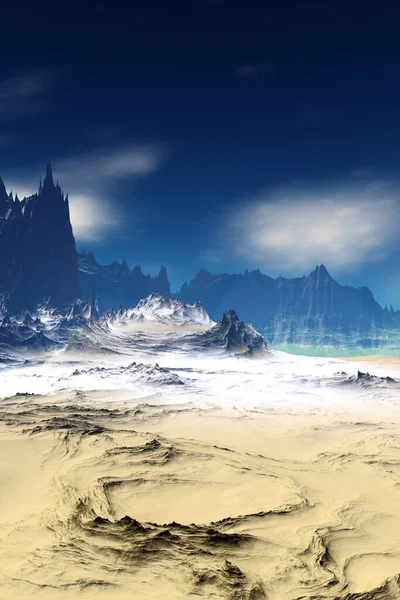 Fantasía Planeta Alienígena Montaña Ilustración — Foto de Stock