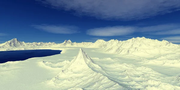 Fantasia Planeta Alienígena Montanha Lago Ilustração — Fotografia de Stock