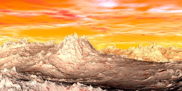 Fantasy Alien Planet Mountain Illustration — Stock Photo, Image