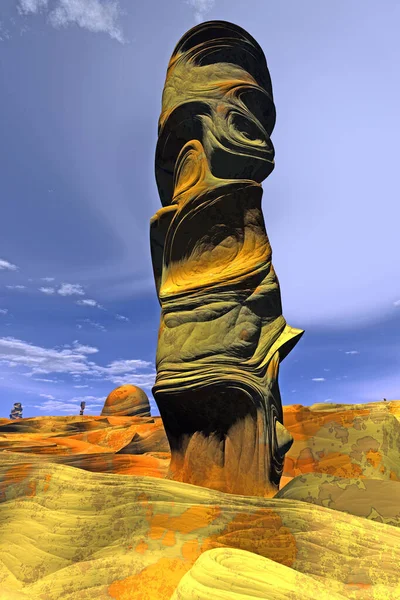 ファンタジーエイリアン惑星 岩の遺跡 天気予報だ お尻だ 3Dイラスト — ストック写真