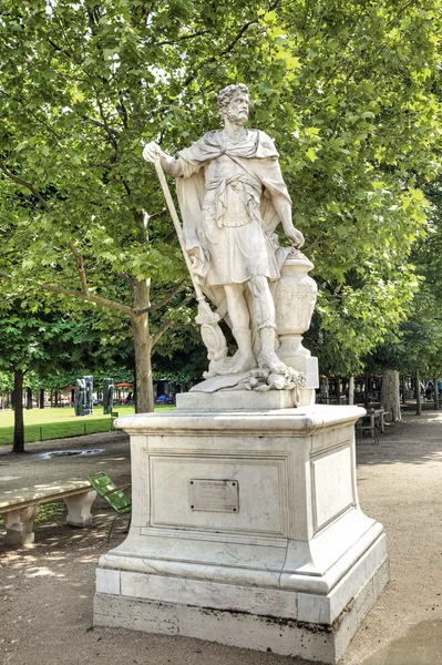 In the Tuileries Gardens. Ancient sculpture Hannibal — Stock Photo, Image