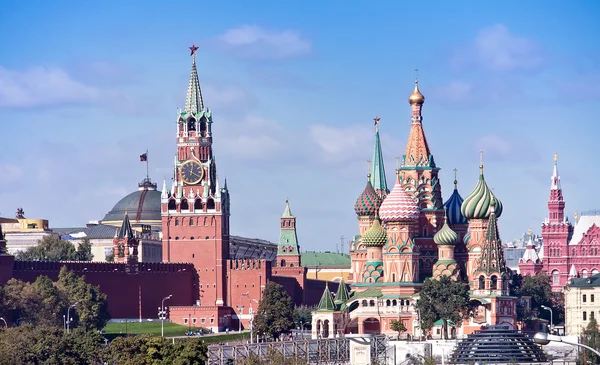 Templo de Vasiliy Beatífico, Plaza Roja y Kremlin —  Fotos de Stock