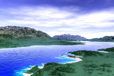 3D render fantezi yabancı gezegen