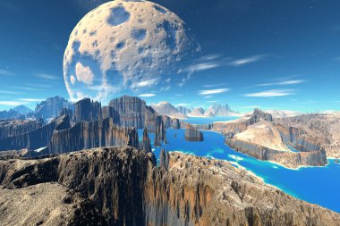 3D render fantezi yabancı gezegen