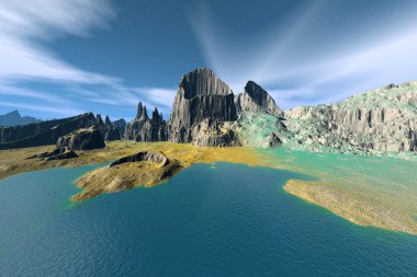 3D render fantezi yabancı gezegen