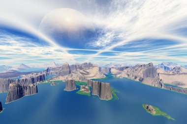3D render fantezi yabancı gezegen