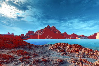 3D render fantezi yabancı gezegen 