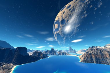 3D render fantezi yabancı gezegen 