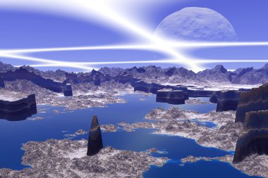 3D render fantezi yabancı gezegen 