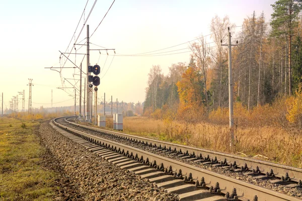 Railway. Autumn landscape — Stock Photo, Image