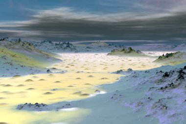 3D render fantezi yabancı gezegen 