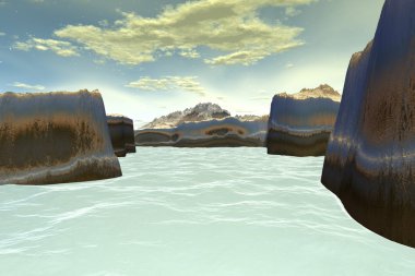 3D render fantezi yabancı gezegen 