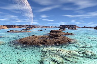 3D render fantezi yabancı gezegen 