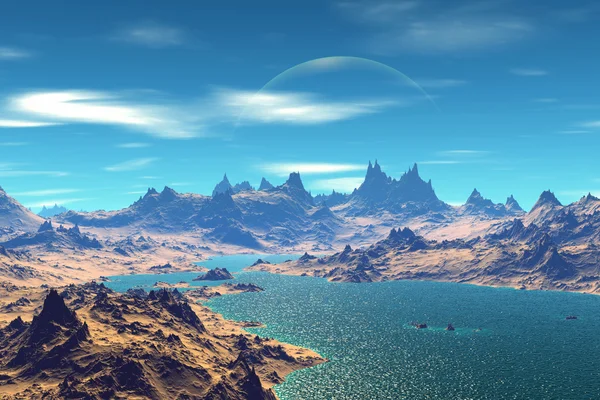 3D-gerenderde fantasie buitenaardse planeet — Stockfoto
