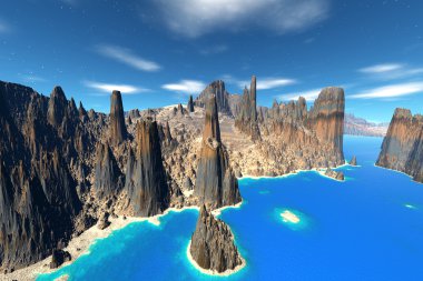 3D render fantezi uzaylı gezegenine. Bay 