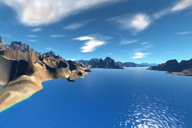 3D render fantezi uzaylı gezegenine. Bay 