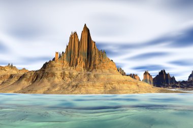 3D render fantezi uzaylı gezegenine. Kaya 