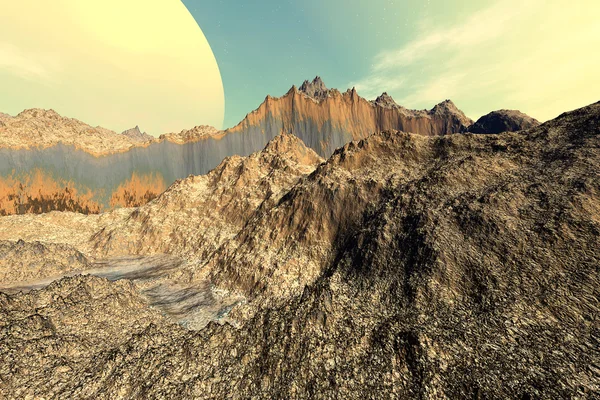 3D-s renderelt fantasy idegen bolygón. Rock — Stock Fotó