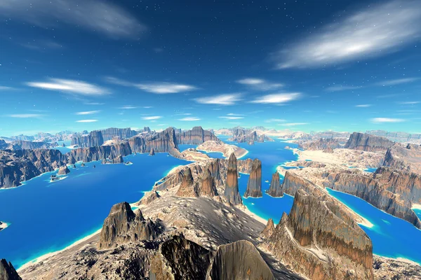 3D wytopione fantasy obcej planety. Skała — Zdjęcie stockowe