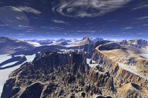3D τετηγμένα φαντασία εξωγήινο πλανήτη. Ροκ — Φωτογραφία Αρχείου