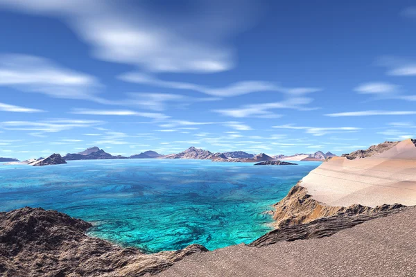 3D machte Fantasie außerirdischen Planeten. Bucht — Stockfoto