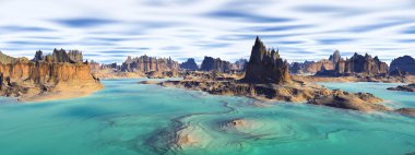 Bilinmeyen gezegen. Dağlar. Panorama