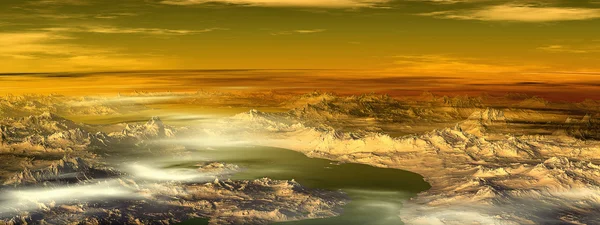 Unknown planet. Mountains. Panorama — Stock Photo, Image