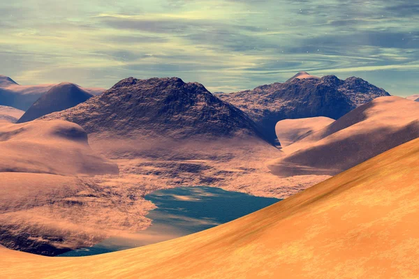 Unknown planet. Mountains — Stock Photo, Image