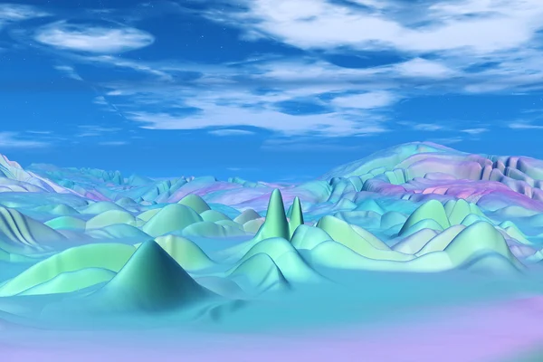3D machte Fantasie außerirdischen Planeten. Felsen und Himmel — Stockfoto